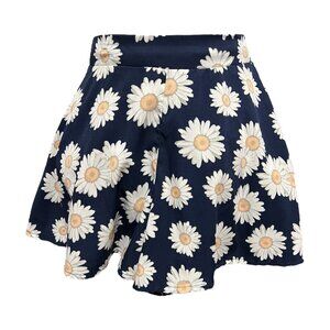 Navy blue daisy print full shorts